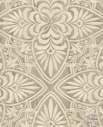 ⁦טפט דמוי גילוף עץ הודי תלת מימדי גאומטרי בגוון שמנת - מוקה⁩ – תמונה ⁦2⁩