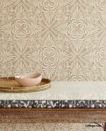 טפט דמוי גילוף עץ הודי תלת מימדי גאומטרי בגוון שמנת - מוקה