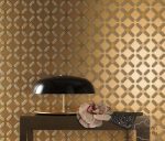 טפט יוקרתי תלת מימד, גיאומטרי, משולב אבני מיקה, על רקע מטלי, זהב