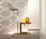 ⁦טפט עיטורים יוקרתי עשוי אבני קריסטל קטנות מנצנצות בזהב על רקע מוקה⁩ – תמונה ⁦2⁩