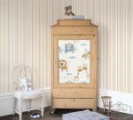 ⁦טפט פסים רוחבים משתנים, חאקי, תכלת, בז', שמנת⁩ – תמונה ⁦2⁩