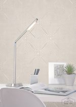 ⁦טפט גאומטרי יוקרתי, מטלי, דוגמא בכסוף מבריק על רקע לבן⁩ – תמונה ⁦2⁩