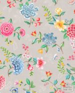 טפט פיפ פנטזיה פרחים כחול ורוד ירוק על רקע טקסטורה גרז'