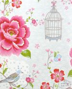 טפט פיפ פנטזיה - ציפורים בגן עדן, על רקע  לבן