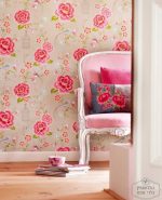 ⁦טפט פיפ פנטזיה - ציפורים בגן עדן, על רקע ורוד⁩ – תמונה ⁦2⁩