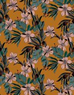 ⁦תמונת קיר פרחים ועלים טרופי על רקע כחול כהה, איכותי במיוחד⁩ – תמונה ⁦2⁩