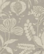 טפט פרחי בטיק על רקע דמוי טקסטיל שמנת על רקע אפור גרז'