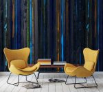 תמונת קיר פאנל, פסי אקוורל לא אחידים בגווני אפור כחול כתום