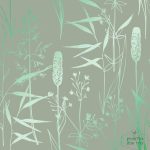 תמונת טפט קני סוף וצמחים אסיאתים על רקע ירוק מרווה