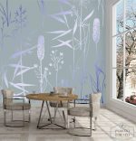 תמונת טפט קני סוף וצמחים אסיאתים על רקע אפור מעושן, צמחים בסגול