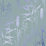 ⁦תמונת טפט קני סוף וצמחים אסיאתים על רקע אפור מעושן, צמחים בסגול⁩ – תמונה ⁦2⁩