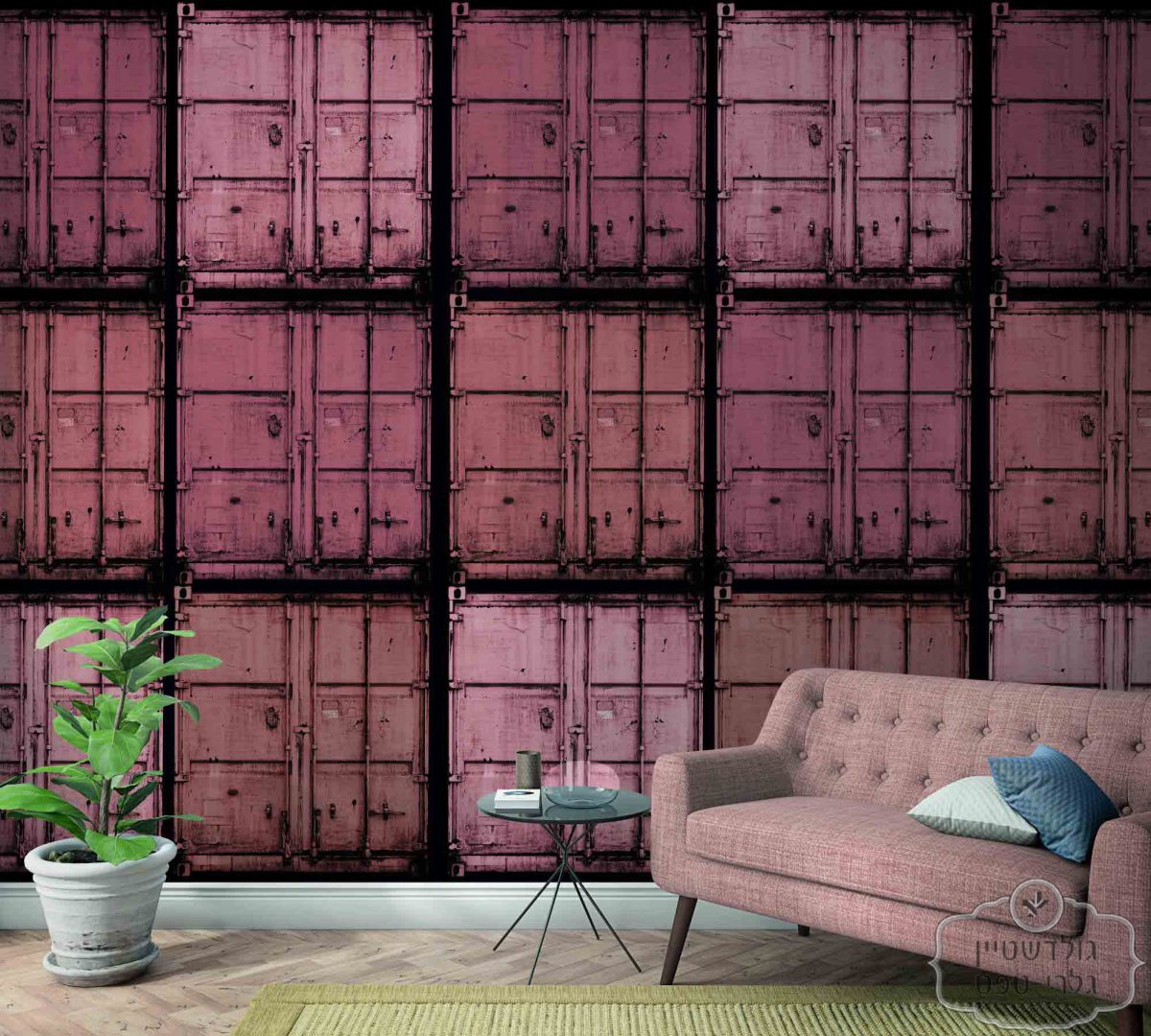 ⁦טפט תמונה מכולות בגווני חום ברונזה⁩ – תמונה ⁦2⁩