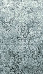 ⁦טפט תמונה דמוי מרצפות מצוירות בסגנון וינטג', בגווני אפור שחור⁩ – תמונה ⁦2⁩