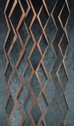 ⁦טפט תמונה גאומטרי תלת מימד ברונזה על רקע אפור בטון⁩ – תמונה ⁦2⁩