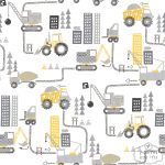 טפט כלי תחבורה צבעוני צהוב אפור שחור על רקע לבן