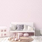 ⁦טפט עלים עם נצנצים, לבן על רקע ורוד⁩ – תמונה ⁦2⁩