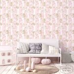 ⁦טפט פנדות עצלנים על רקע ורוד, עם נצנצים⁩ – תמונה ⁦2⁩