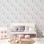 טפט בת הים הקטנה, על אפור גרז' עם נצנצים