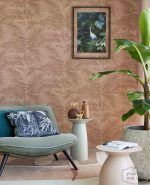 טפט עלי דקל בסגנון וינטג' פייד ורוד מעושן