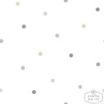 טפט נקודות, אפור גרז', חום על רקע לבן