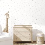 ⁦טפט נקודות, אפור גרז', חום על רקע לבן⁩ – תמונה ⁦2⁩