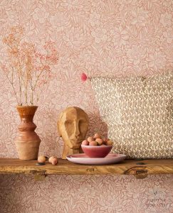 ⁦טפט פרחי פסטל בגווני ורוד פודרה, ורוד עתיק⁩ – תמונה ⁦2⁩