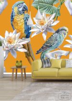 ⁦תמונת טפט, תוכי על רקע כתום⁩ – תמונה ⁦2⁩