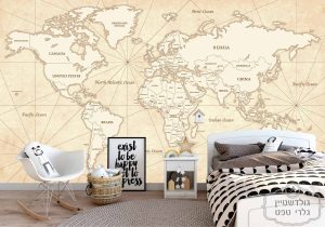 תמונת טפט, מפת עולם צבעי חום שמנת