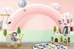 תמונת טפט, קשת צבעונית | כדור פורח | עננים על רקע ורוד ירוק