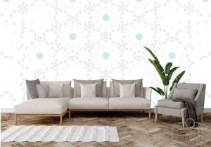 תמונת טפט, פרחים גאומטרי תכלת לבן