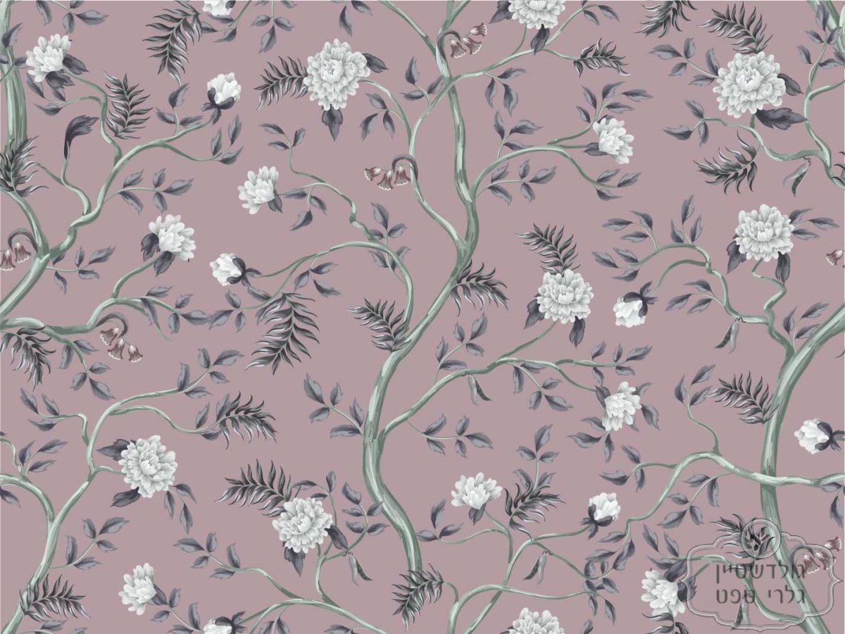 ⁦תמונת טפט,  עצים פורחים על רקע ורוד עתיק⁩ – תמונה ⁦2⁩