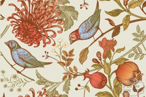 ⁦תמונת טפט, ציפורי שיר ופרחים⁩ – תמונה ⁦2⁩