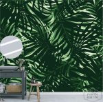 תמונת טפט, טפט עלים טרופי ירוק כהה