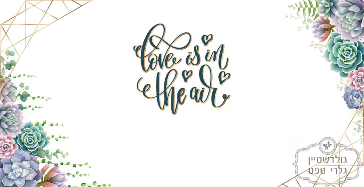 ⁦תמונת טפט, עיטורי סוקולנטים וכיתוב LOVE IS IN THE AIR⁩ – תמונה ⁦2⁩