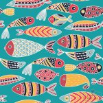 ⁦תמונת טפט,  אקווריום צבעוני על רקע כחול אוקיאנוס⁩ – תמונה ⁦2⁩