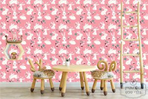 תמונת טפט,  קיר ארנבונים על רקע ורוד