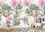 תמונת טפט, פרחי גן עדן ורוד ירוק על רקע לבן
