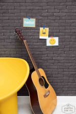 ⁦טפט בריקים שחורים - אפור פחם, תלת מימד⁩ – תמונה ⁦2⁩