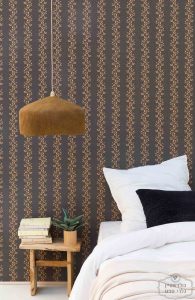 ⁦טפט שורות עלים, עלי זהב על חום שוקולד מריר⁩ – תמונה ⁦2⁩