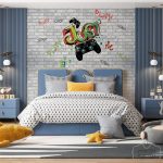 תמונת טפט, גיימר אלופים על רקע בריקים אפורים