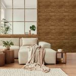 טפט גאומטרי על רקע דמוי עץ אפור אבן – תמונה 2