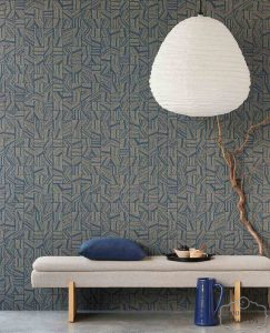 ⁦טפט דוגמה גאומטרית נקודות ריבועים ירוק חום רקע גרז'⁩ – תמונה ⁦2⁩