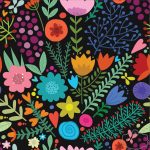 תמונת טפט, פרחים צבעוני על רקע שחור