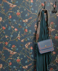 ⁦טפט פיפ ציפורים צ'יינה על רקע כחול כהה⁩ – תמונה ⁦2⁩