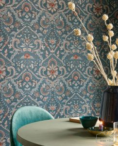 ⁦טפט פיפ פייזלי על רקע כחול כהה⁩ – תמונה ⁦2⁩