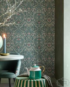 ⁦טפט פיפ פייזלי על רקע ירוק בקבוק⁩ – תמונה ⁦2⁩