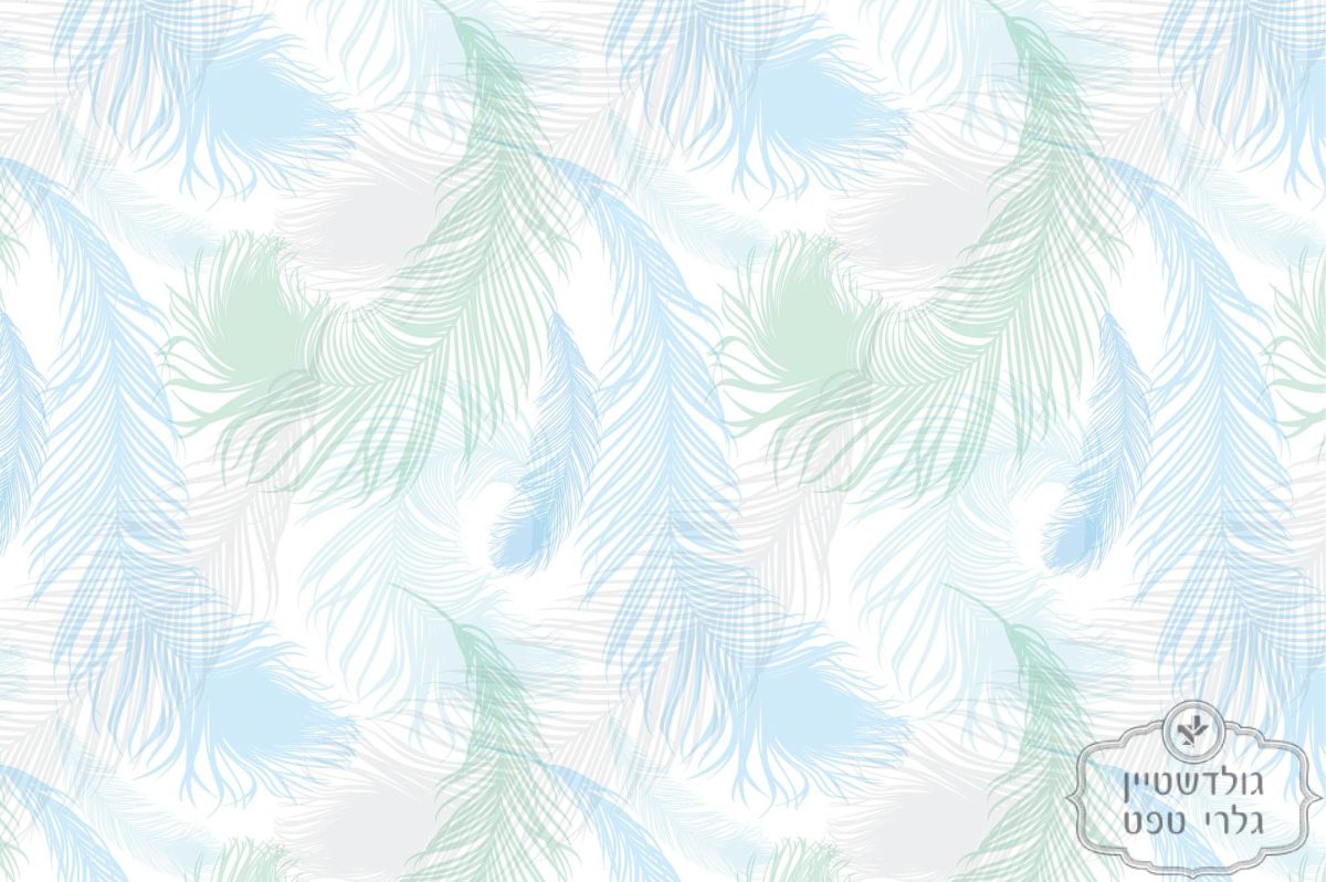 ⁦תמונת טפט, נוצות תכל ירוק על רקע לבן⁩ – תמונה ⁦2⁩