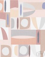 תמונת טפט, בריטה גאומטרי בז', חמרה, אפרסק, רקע לבן שמנת