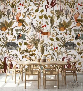 תמונת טפט, חגיגת חיות בגונגל על רקע לבן שמנת