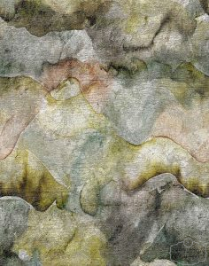 ⁦תמונת טפט,  ציור אקוורל אמורפי בגווני ירוק חאקי נגיעות ורוד אפרסק⁩ – תמונה ⁦2⁩